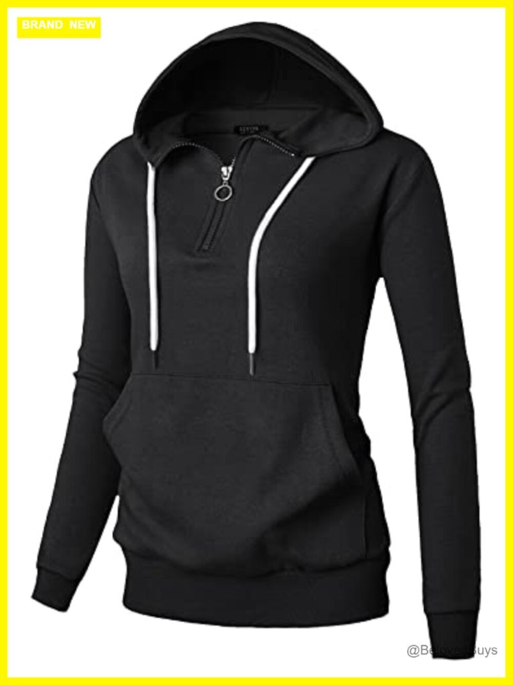 Women's Half Zip Hoodie Cotton Blend Long Sleeve Kanga Pocket